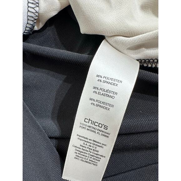 Chicos Tunic Size 3 or XL Asymmetrical Hem Leopard Black‎ Color Block 3/4 Sleeve - Picture 5 of 8